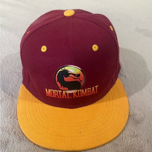 Mortal Kombat Snapback Hat Red Yellow Dragon Logo Cap Video Game Streetwear - Picture 1 of 5